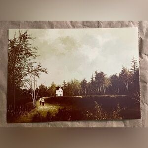 NWT Vintage Jon Gagnon Art Print Boys In Woods Landscape 5x7